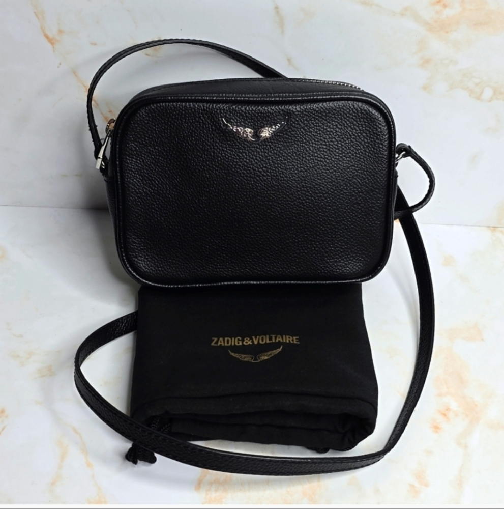 Zadig & Voltaire black camera bag boxy wings leather bag new with Duster